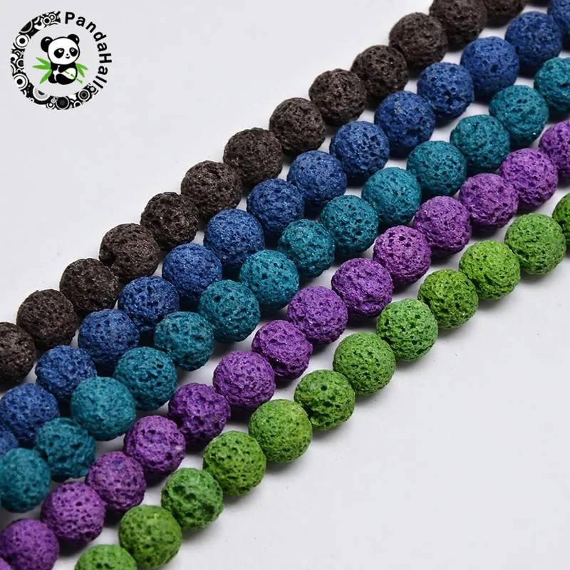 

6mm 8mm Natural Dyed Lava Round Bead Strands for Jewelry Making DIY,Hole: 1mm; about 50pcs/strand, 15.7"