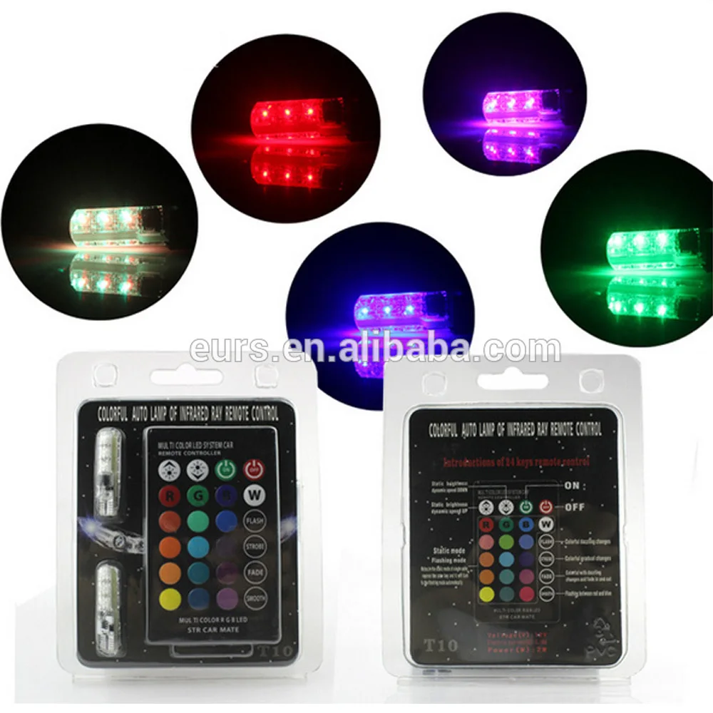 ЕС T10 W5W 194 RGB светодиодный габарисветильник 5 Вт 12 В силиконовый пульт