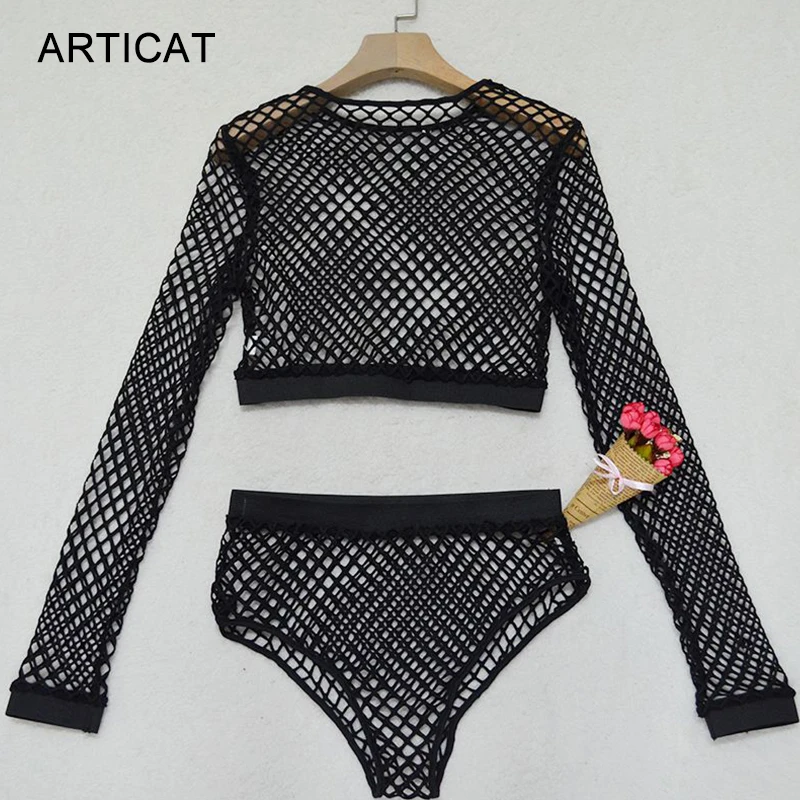 Женский сетчатый комбинезон ARTICAT прозрачный с длинными рукавами и сетчатым