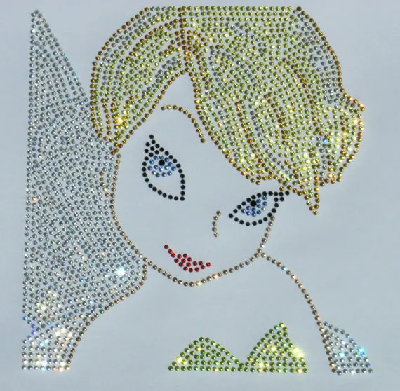 Комплект из 2 предметов/короче спереди и длиннее сзади) tinkerbell гладить на стразы передачи Футболка утюг на дизайн стразы аппликация с кружевными вставками на исправление мотив платье