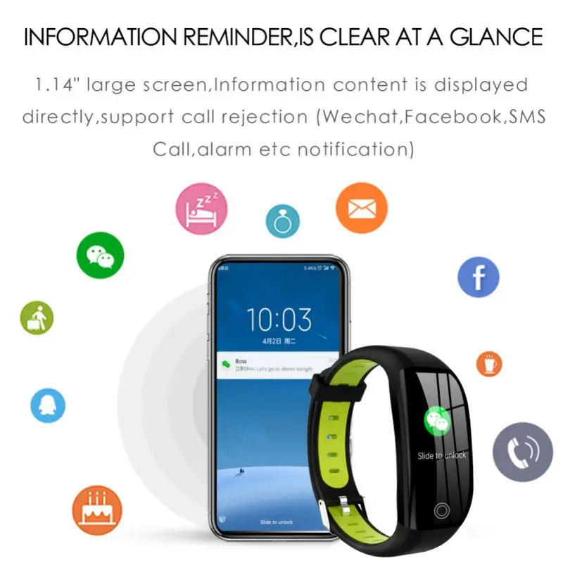 

F21 Smart Bracelet Fitness Heart Rate Monitor Activity Tracker Health Wristband Pedometer Smartband Watch For Android IOS