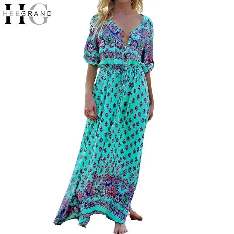 HEE GRAND женское Макси платье с рукавом три четверти v-образным вырезом Длинные