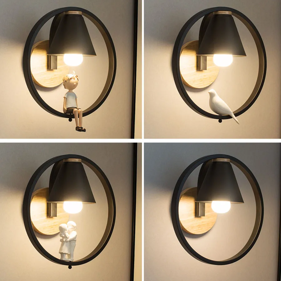 

Thrisdar Nordic Modern Led Wall Lamp Wrought Iron Cartoon LED Wall Light Foyer Aisel Balcony Doorway Bedside Wall Lamps