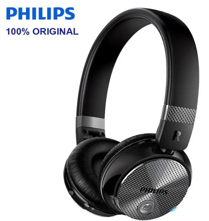 Оригинальная гарнитура Philips SHB8850 с активным шумоподавлением, беспроводные Bluetooth NFC наушники с микрофоном - Цвет: Черный