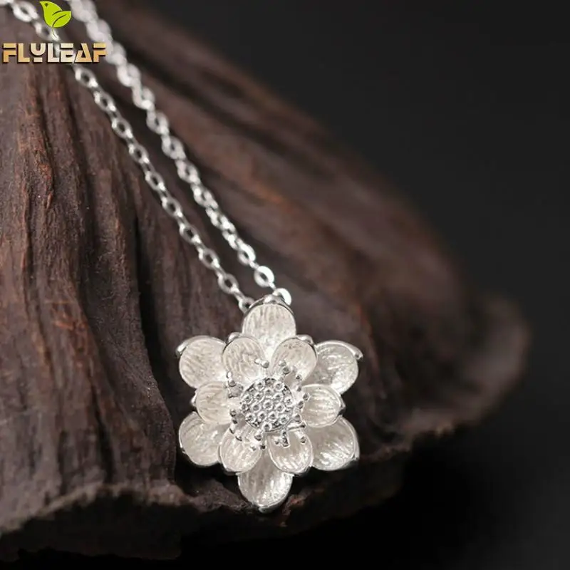 Женское ожерелье из серебра 925 пробы с цветком лотоса | Украшения и аксессуары