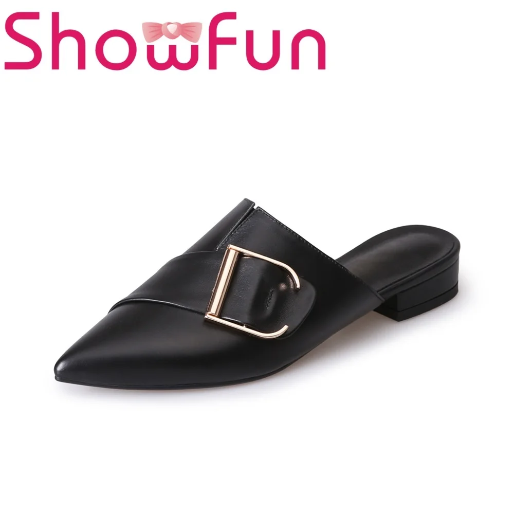 Showfun обувь из натуральной кожи Летняя женская снаружи геометрический