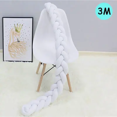 White-3M Новинка! 1 м/2 м/3 м кровать для новорожденных бампер длинный Узелок Детская кровать Декор чистый ткачество плюшевый узел кроватка бампер протектор для детской комнаты декор - Цвет: White-3M