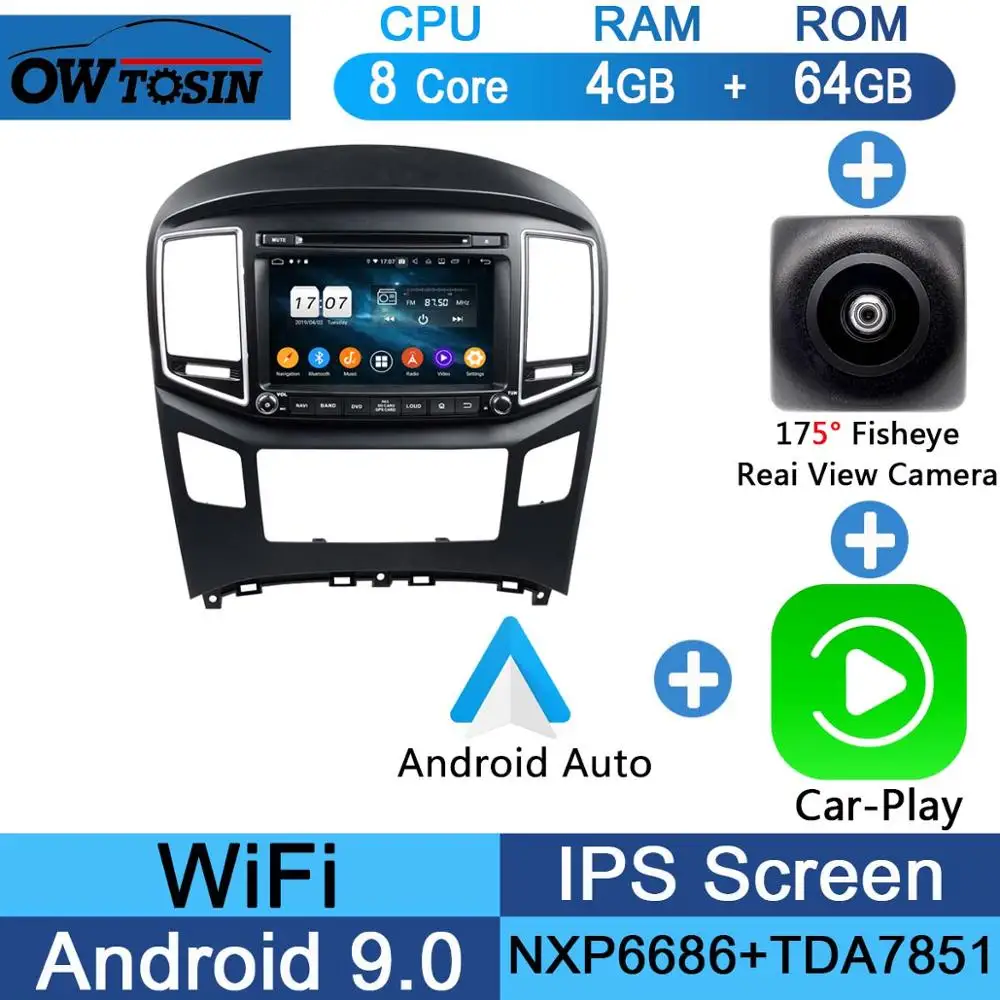 Fisheye Carplay n A " ips 1920*1080 8 ядерный 4 Гб+ 64 Гб rom Android 9,0 автомобильный dvd-плеер для hyundai H1 Grand Starex DSP радио gps Parrot BT - Цвет: Fisheye Carplay n A