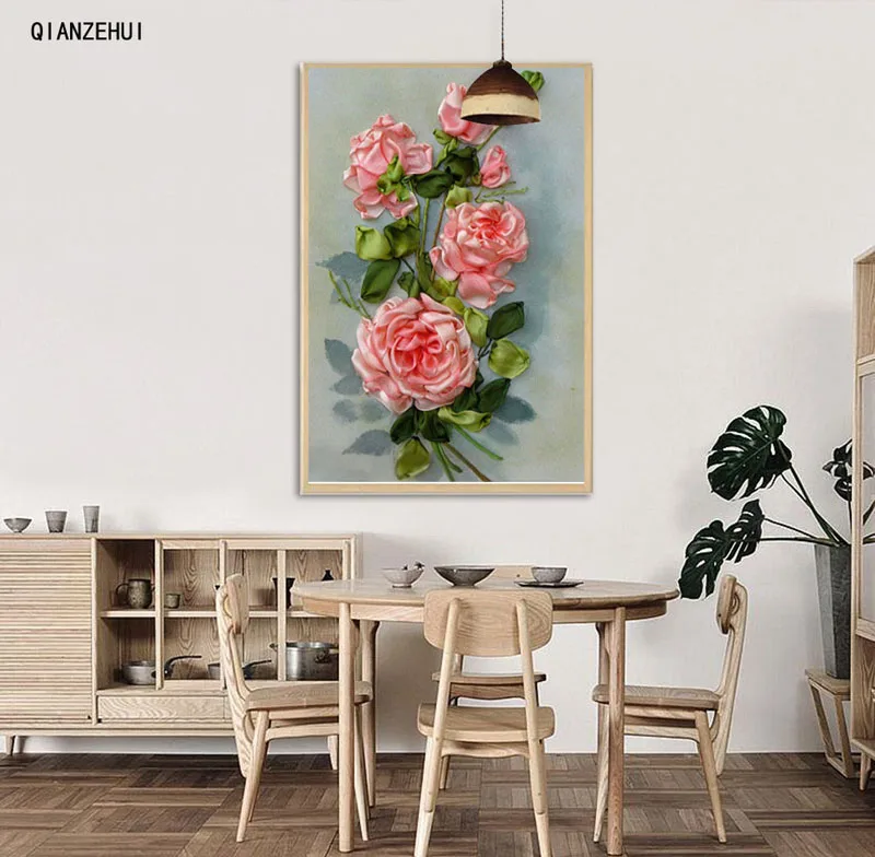 QIANZEHUI Стразы DIY пластиковые поделки квадратная алмазная Роза лента живопись