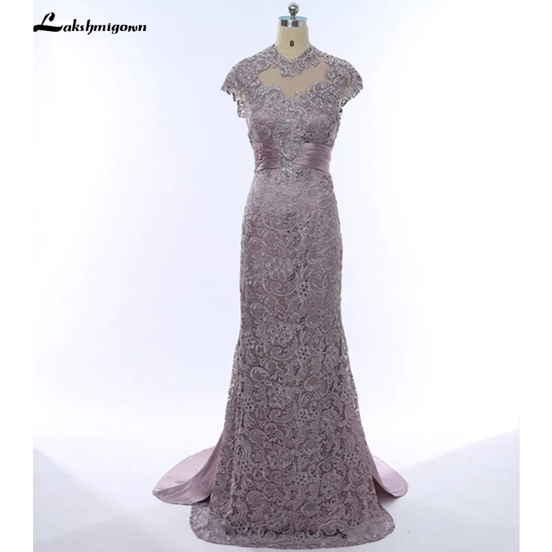 

Mermaid Lace and detachable Satin Mother of the Bride Dresses Cap Sleeves Backless Party Prom Evening Dress Custom Colors