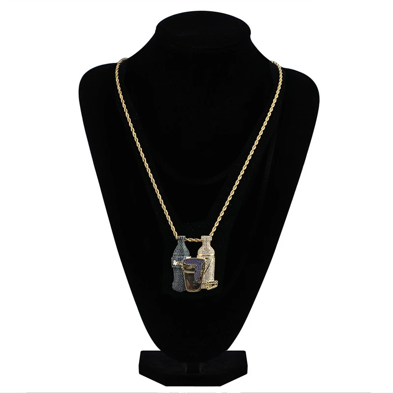 

European and American personality bottle street pendant Hiphop color full zircon necklace