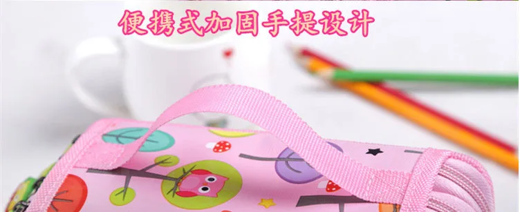 32/52/72 Отверстия Kawaii Холст Дерево Карандаш Чехол с милой совой Красочный Большой Ёмкость для карандаши для рисования школьная карандашная Сумка 3025