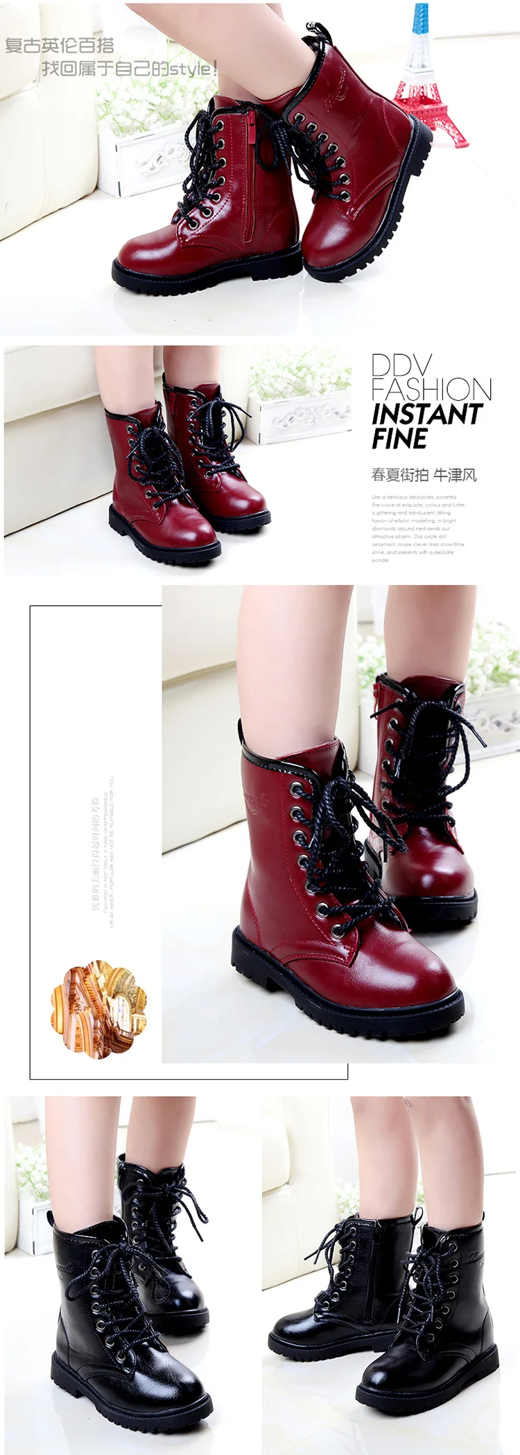AIKELINYU/ г.; осенние детские ботинки Martens; модные ботинки в британском стиле для больших девочек; зимние высокие водонепроницаемые ботинки для мальчиков