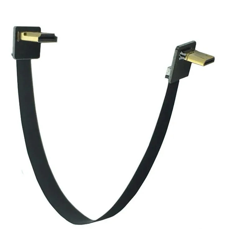 FPV HDMI тип A мужской 90 градусов вниз под углом к Mini C Мужской вверх HDTV FPC плоский