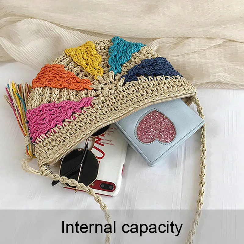 

2019 Fashion Bags for Women Retro Semi-circular Simple Color Straw Bag Wild Straw Shoulder Bag Best Sale