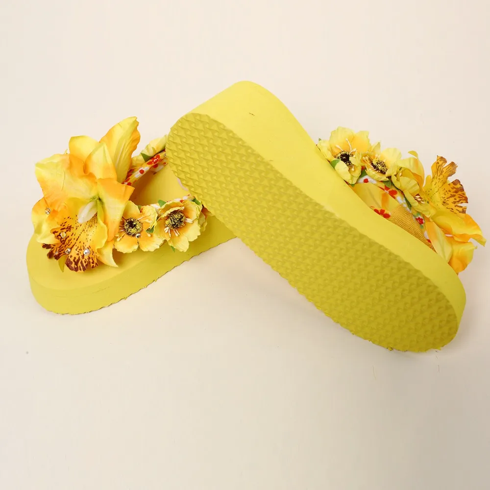 HAHAFLOWER/Новинка; модные летние женские шлепанцы на высоком каблуке; Вьетнамки; пляжная обувь на танкетке; обувь на платформе клиновидный вьетнамки