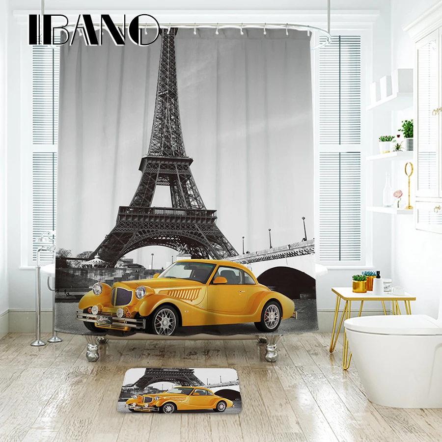 

IBANO Eiffel Paris City Scenery Shower Curtain Waterproof Polyester Fabric Bath Curtain For The Bathroom Decoration