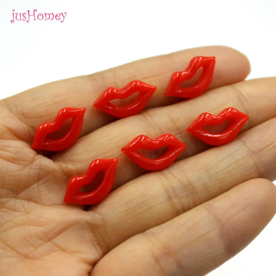 

100PCS Resin Red Mouth Lips Mini Resin Artificial Sexy Flatback Cabochons for Mobile Phone Case, DIY Craft Supplies