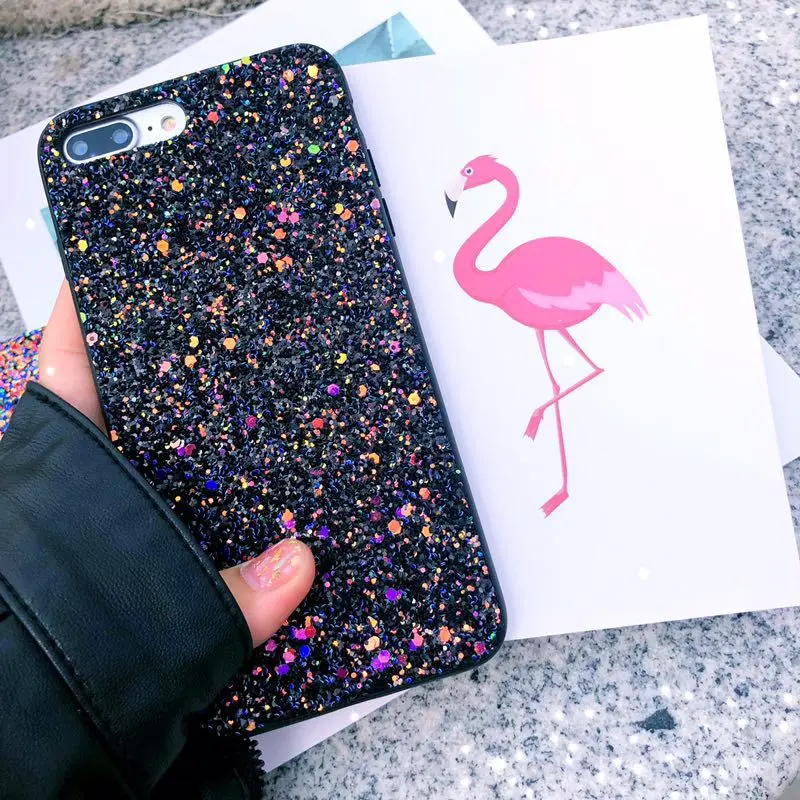 Роскошный блеск чехлы для IPhone 6S 8 плюс TPU Звездное Bling чехол телефона Капа Fundas X XR XS