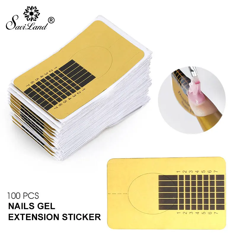 100 шт. стикеров для наращивания ногтей Saviland УФ гель в форме бумажного лотка