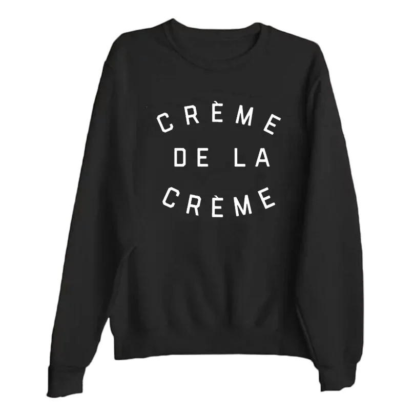 Creme De La Creme-осень-зима мода толстовка Для женщин Crewneck флисовый пуловер с буквенным