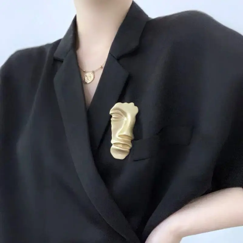 Большая половина абстрактная маска для лица Золотой Цвет Броши заколка головы