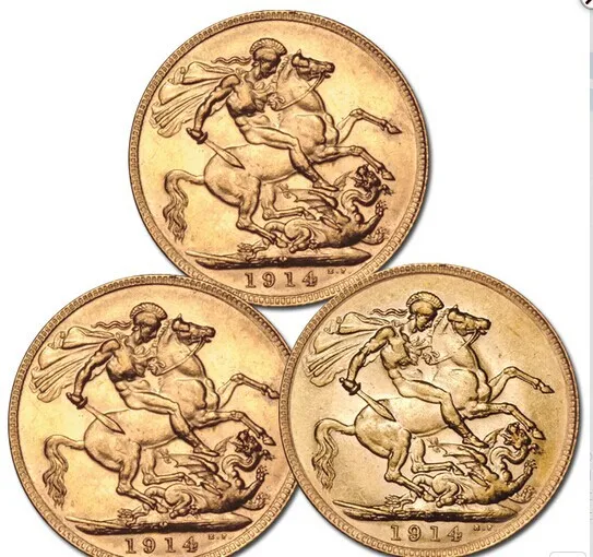 Новейшая 5 шт./лот БЕСПЛАТНАЯ ДОСТАВКА 1914 британская монета соверен|coin coins|coin goldcoin
