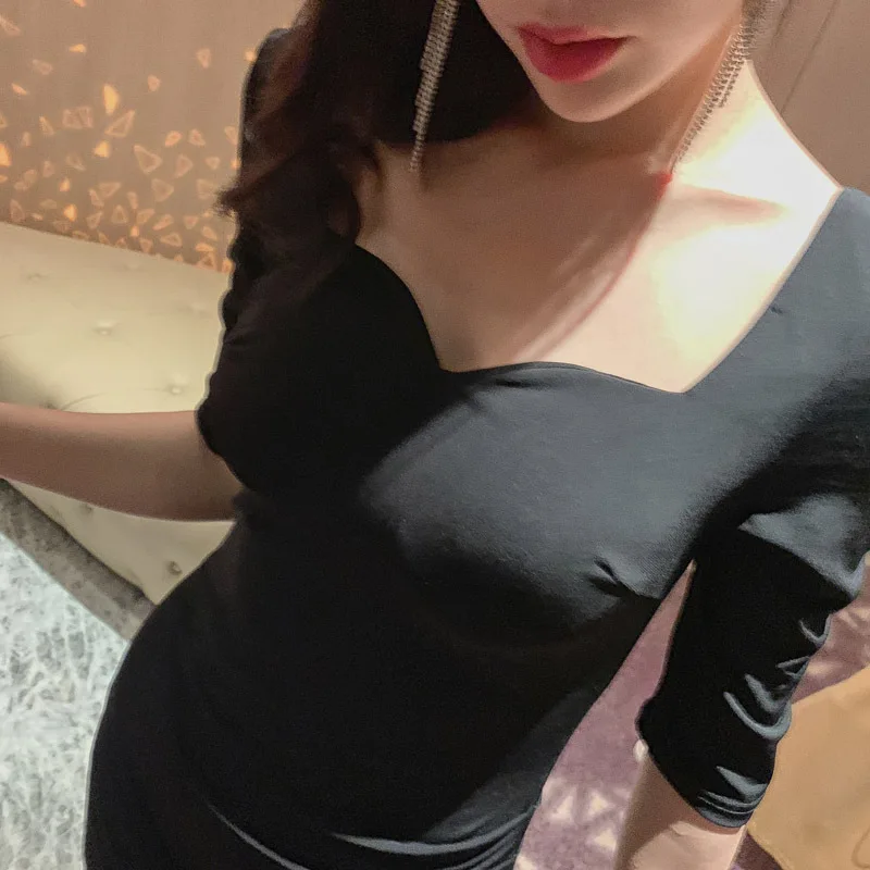 Платье женское асимметричное с коротким рукавом и квадратным вырезом |