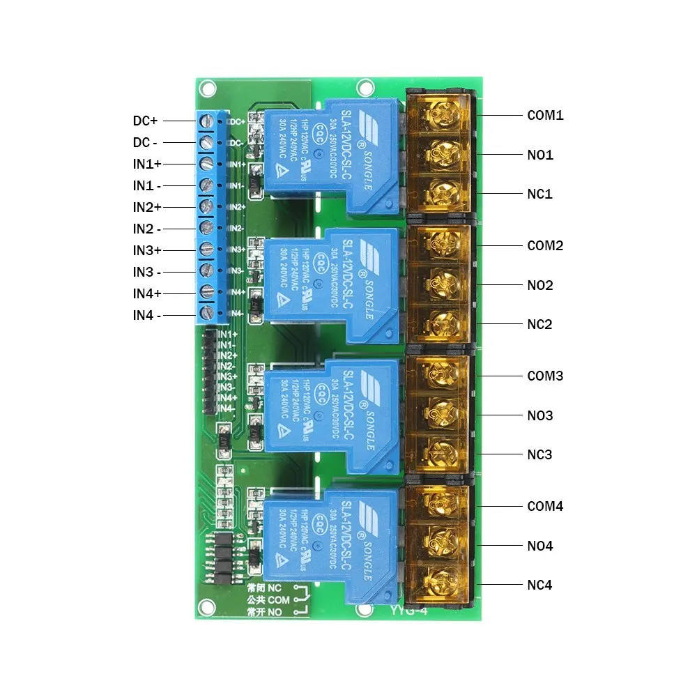 4 канальный DC 12V 30A релейный модуль управления доска оптопара изоляция