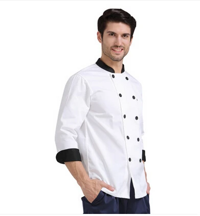 Костюм повара летняя однотонная белая дышащая двубортная рабочая одежда с