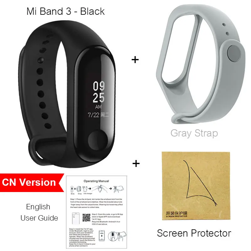 Add Film .Gray Xiaomi mi Band 3 mi band 3 Смарт-Браслет фитнес-трекер Браслет mi Band пульсометр мгновенное сообщение OLED экран 5ATM водонепроницаемый - Цвет: Add Film .Gray