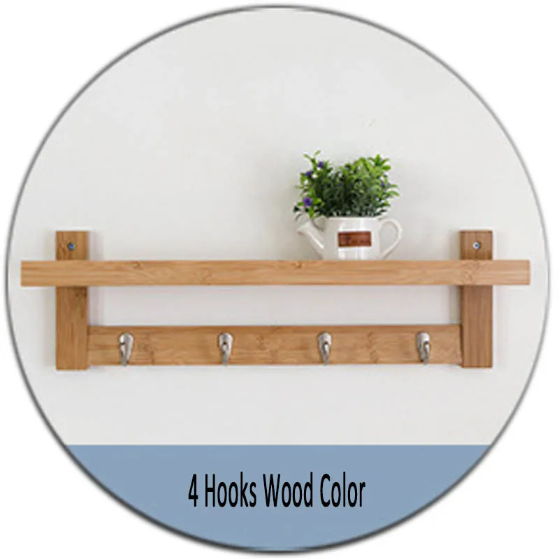 Bamboo 4 Hooks Скандинавская Мода, новинка, украшение для гостиной, мебель, настенная полка, вешалка для шляп, вешалка, прочные 5 крючков, вешалка для спальни - Цвет: Bamboo 4 Hooks