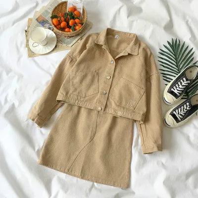 Ins Harajuku/Модная Осенняя Новинка 2019 года джинсовая куртка в Корейском стиле из двух