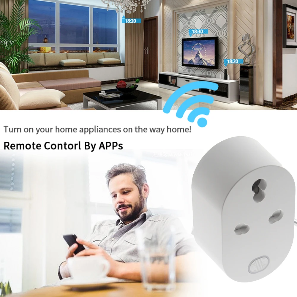 Индия Южная Африка 16А Смарт Wi-Fi Разъем Tuya Alexa Google Assistant IFTTT Голосовое управление розетка