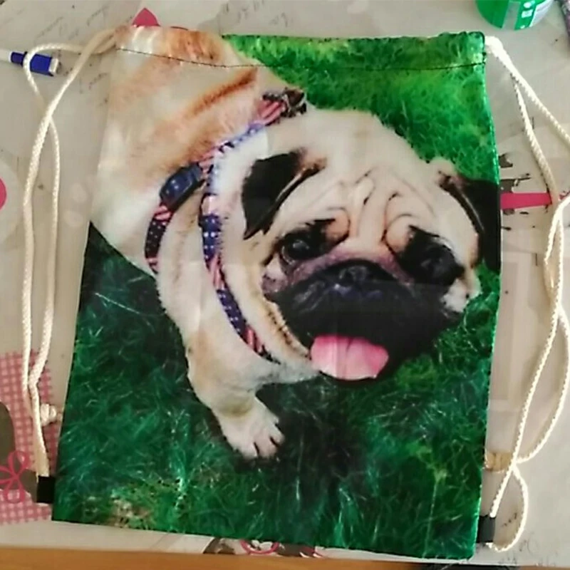 Модный школьный рюкзак с кулиской сумка для хранения цветочным узором собак