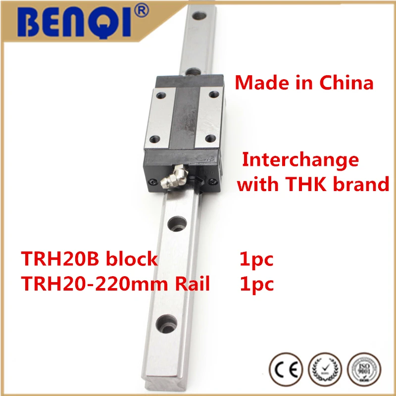 

Free shipping 20mm linear guideway TRH20-220mm+TRH20B block interchange with THK brand linear guide made in china