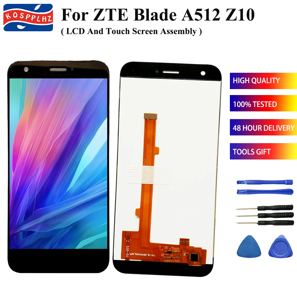 ЖК дисплей 100% дюйма для ZTE Blade A512 5 2 Z10 инструменты лента кодирующий