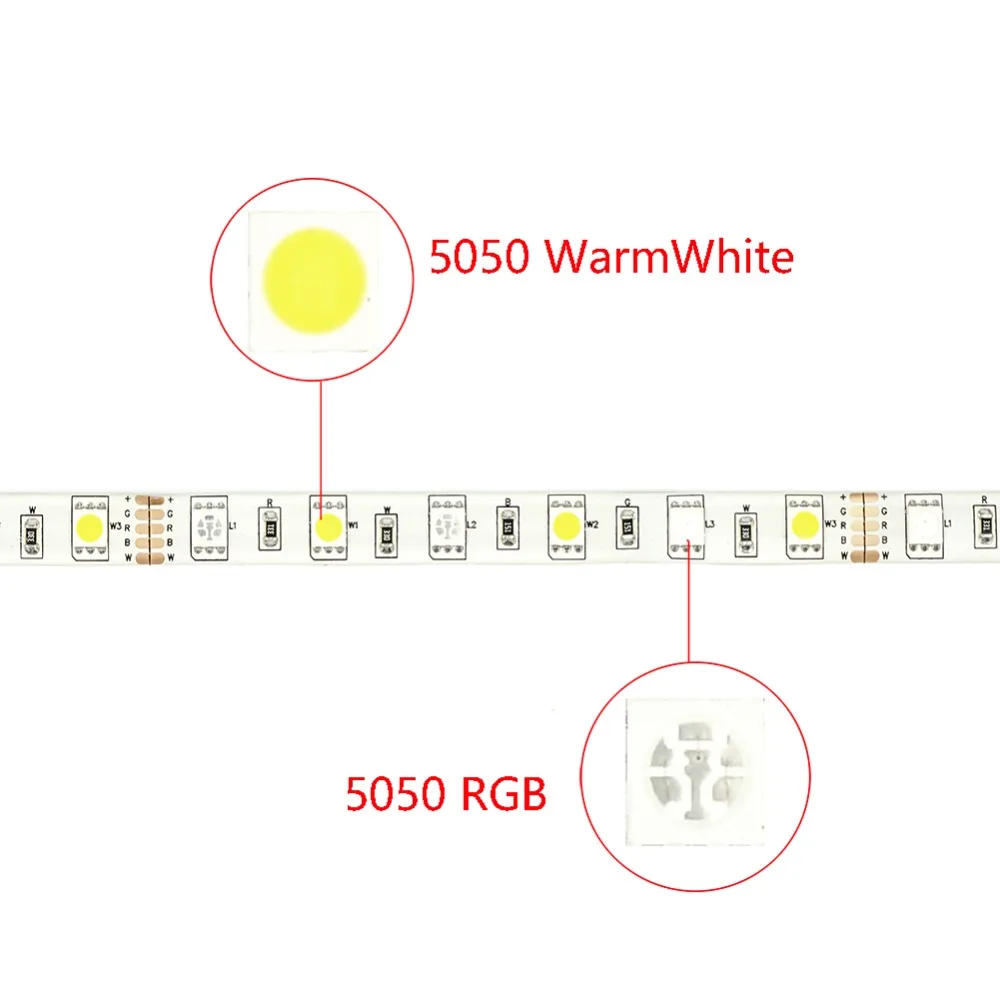 Светодиодная лента 12 В RGB теплый/холодный белый цвет 5 м водонепроницаемая 50SMD 300