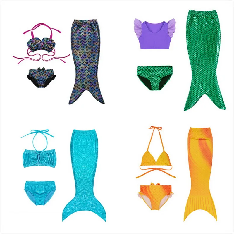 Детское платье русалки для маленьких девочек многоцветный купальник в полоску с