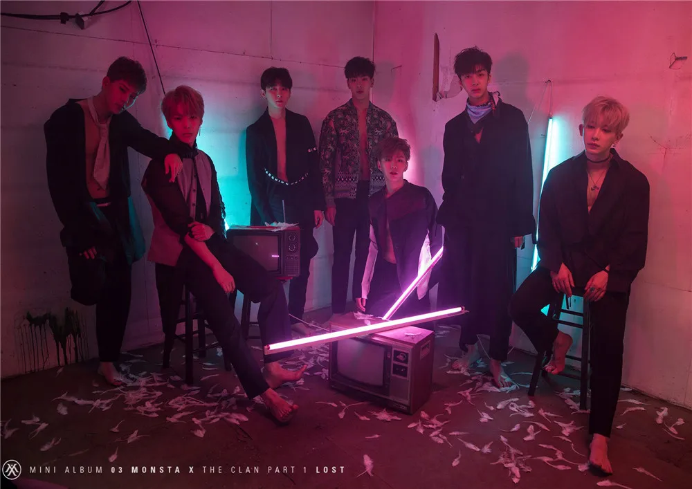 Тёмно-синий Monsta X постеры, K-POP, наклейки на стену с белым покрытием, бумажные принты, высокое разрешение, украшение для дома, искусство для дома, бренд - Цвет: Тёмно-синий