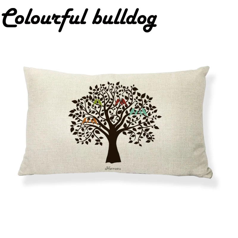 Наволочки в скандинавском стиле разноцветные с рисунком дерева оленя дома