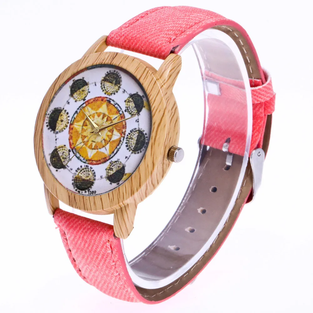 Женские солнечные системы модные повседневные часы кожа ремешок аналоговые