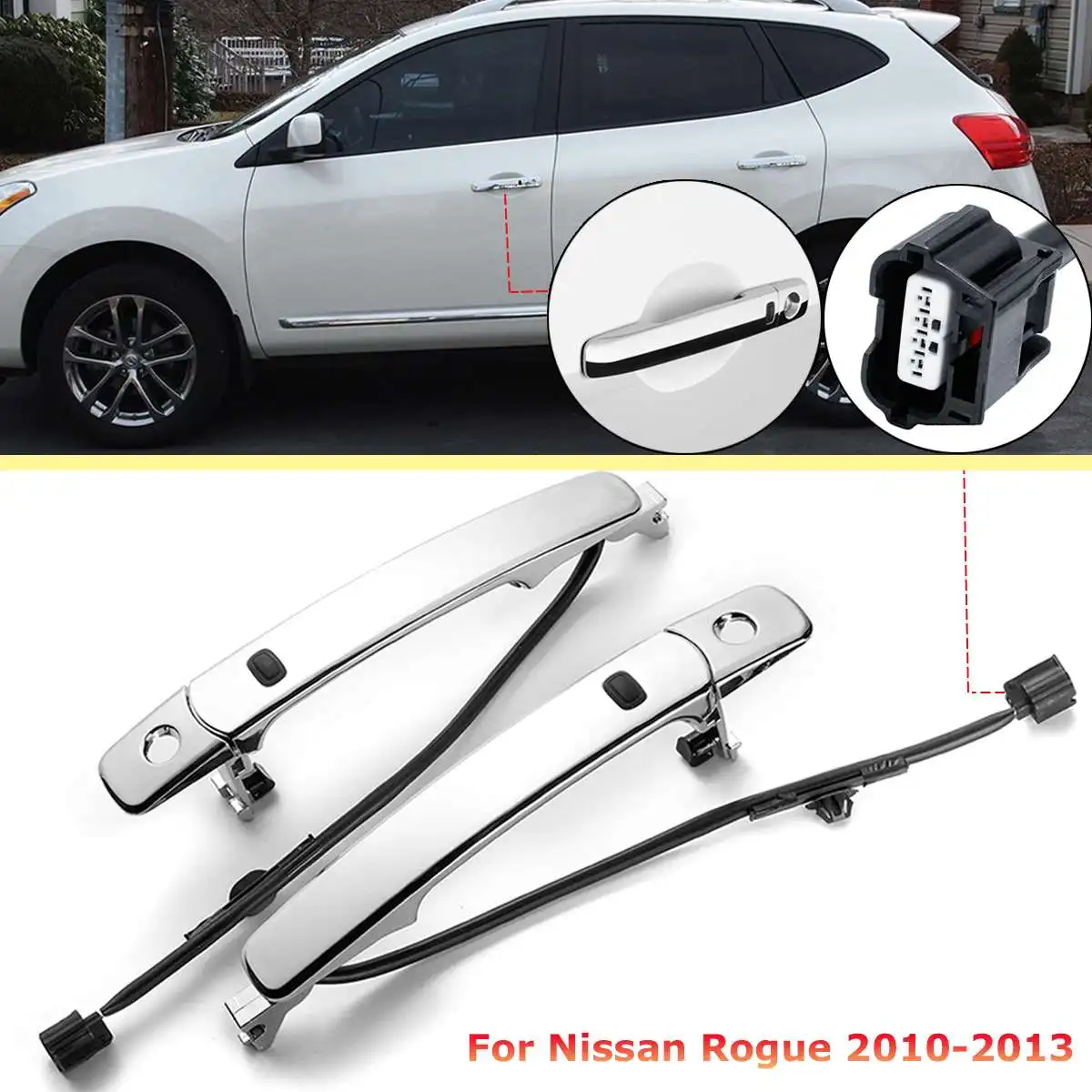 Передняя левая/правая наружная хромированная дверная ручка Smart Entry для Nissan Rogue 2010 2011 2012 2013