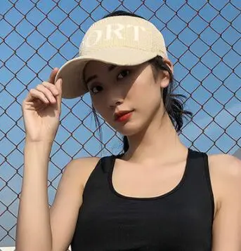 sport beige Женская Повседневная походная Кепка для путешествий, козырек от солнца, уличные вязаные шапки, спортивные безрукавные открытые солнцезащитные козырьки, Пляжная сетчатая Кепка для гольфа, женская - Цвет: sport beige
