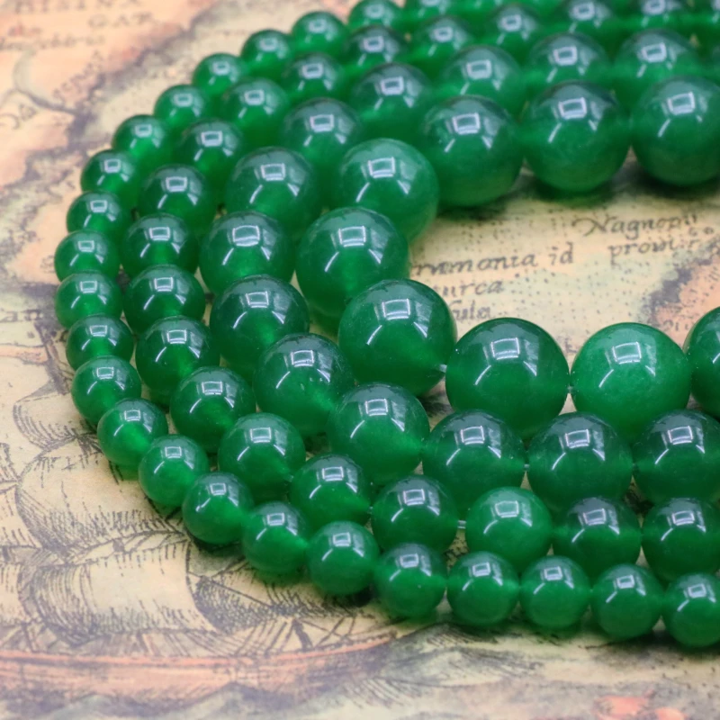 Круглые свободные шарики с зеленым халцедоном размеры 4/6/8/10/12/14 мм опциональное