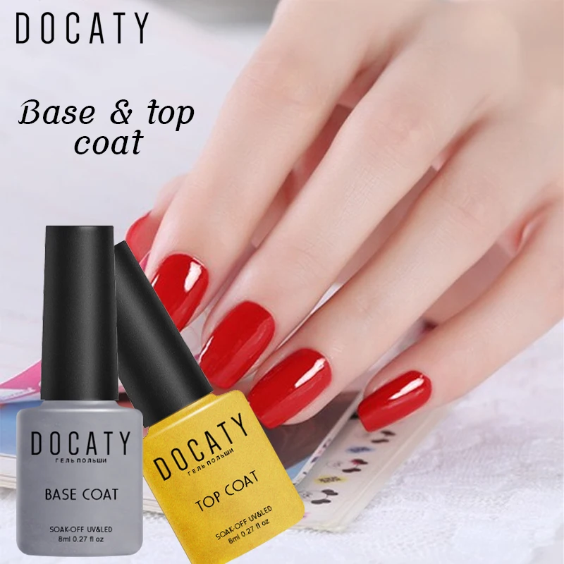 Docaty топ и Base Coat Soak Off Гель лак Гибридный Smalto полу Permanente Unghie комплекты гель лаки для