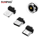 Магнитный кабель SUNPHG, штекер Type C Micro USB, круглые наконечники для 1-го зарядного кабеля, штекеры для iPhone, Lightning, Samsung, зарядный провод