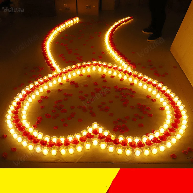 Электронная свеча Романтический День рождения макет в форме любви признание