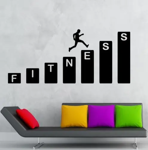 

Free shiping DIY Gym Wall Sticker Home Decoration Sport Fitness Vinyl Wall Decal Decor