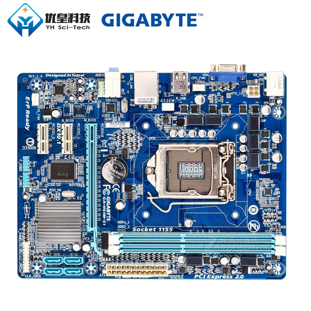 Оригинальная Материнская плата Gigabyte для настольного ПК с процессором Intel H61 LGA 1155